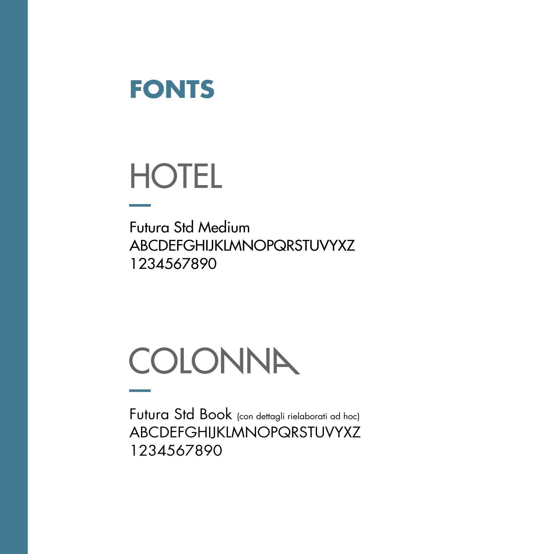 visual identity fonts e color palette hotel colonna