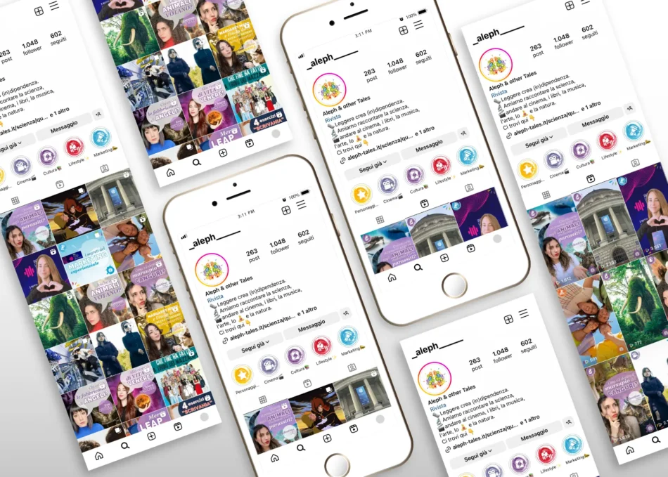mockup grafiche social instagram aleph and other tales