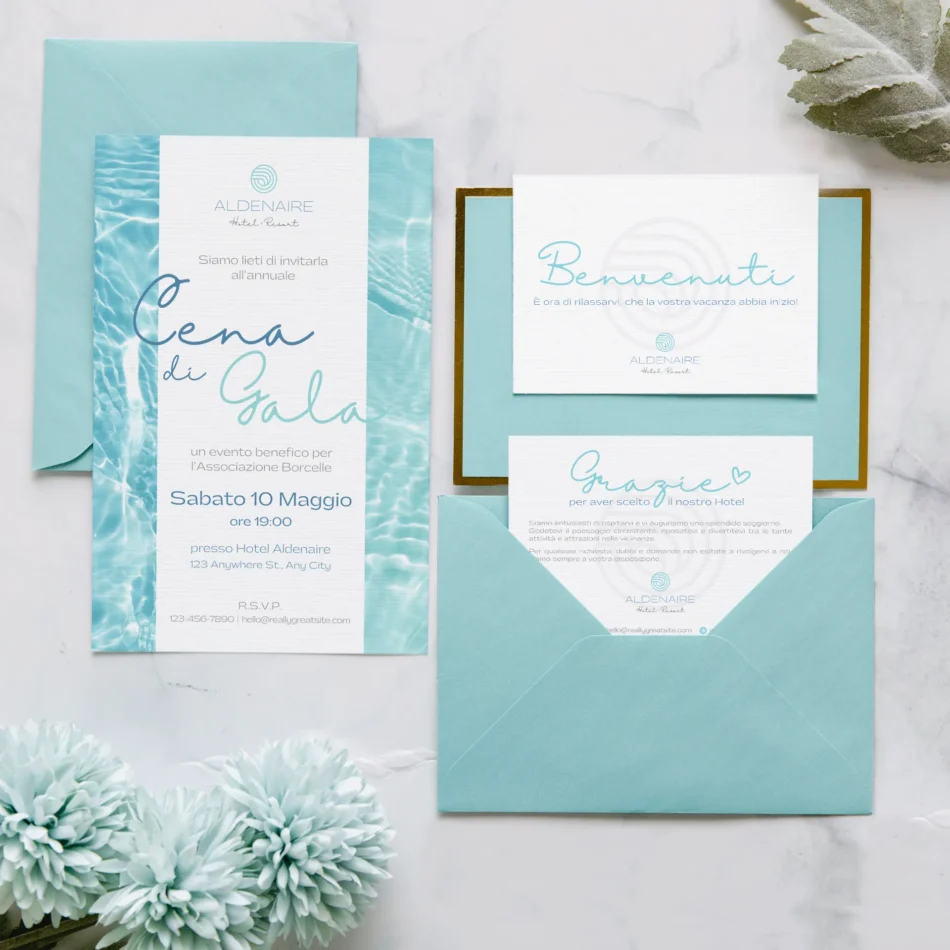 mockup con template canva di immagine coordinata per hotel