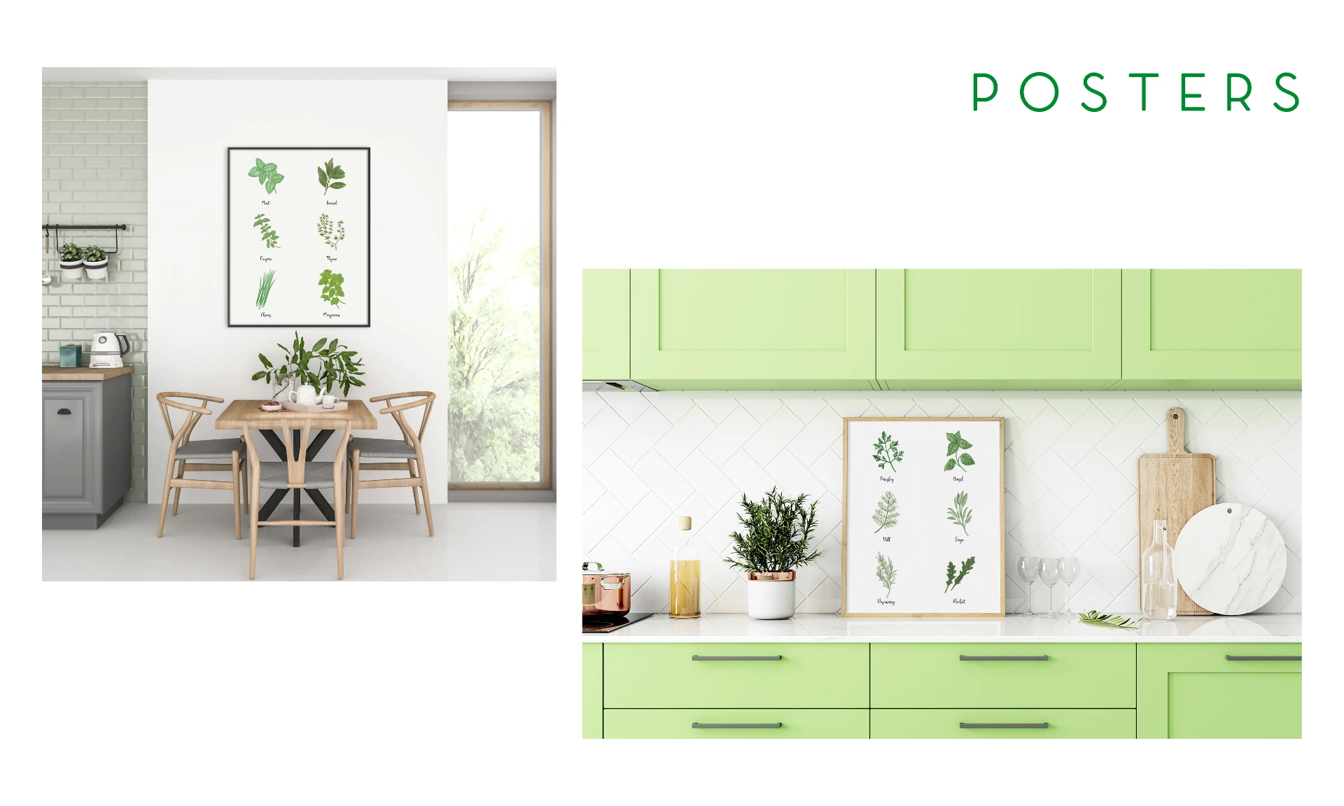 mockup poster personalizzati con illustrazioni erbe aromatiche