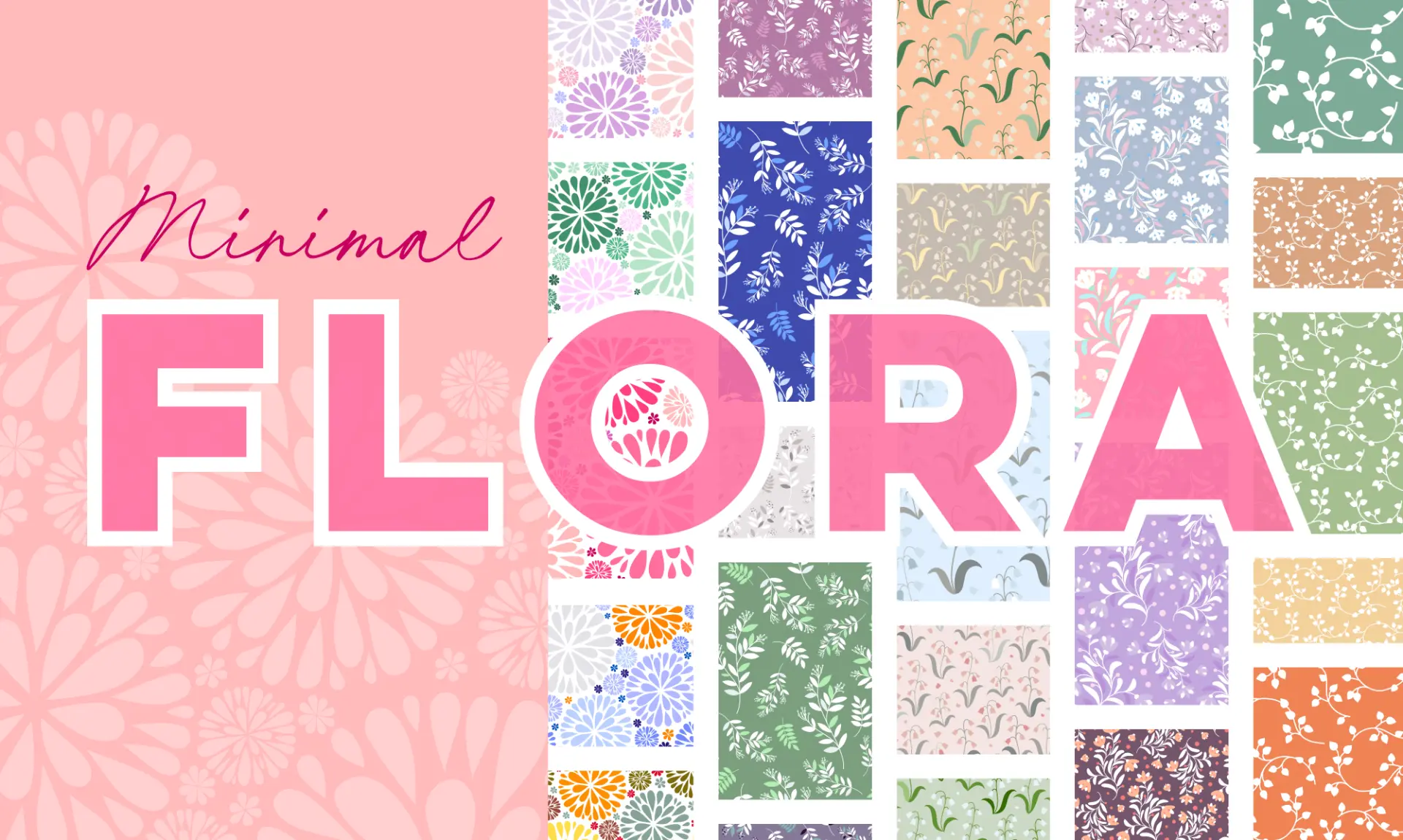 copertina collection digitale di grafiche vettoriali a tema floreale