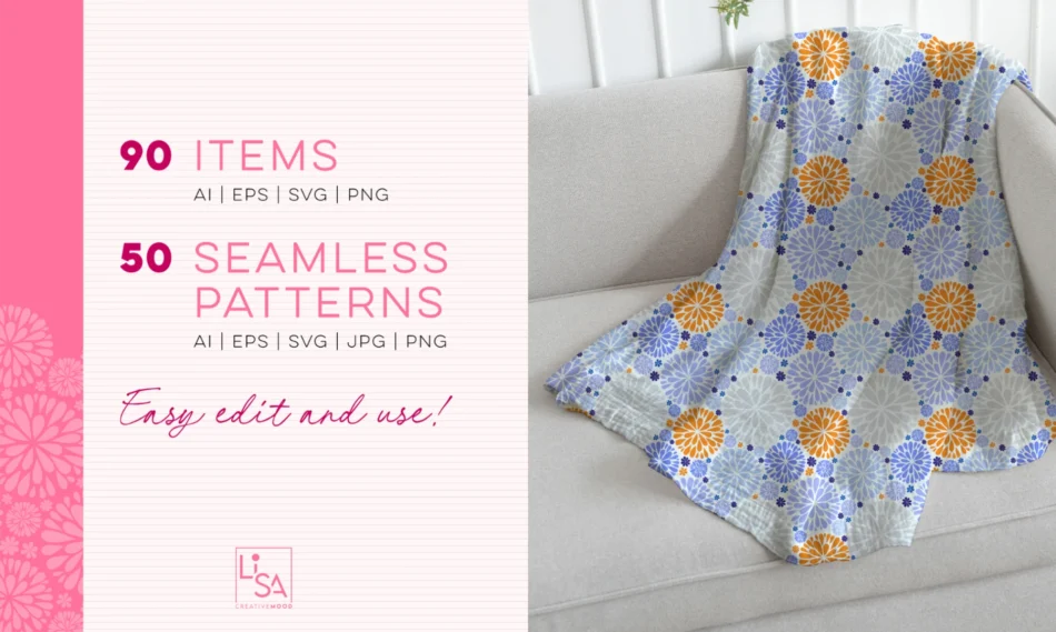 mockup pattern grafica vettoriale a tema dalie