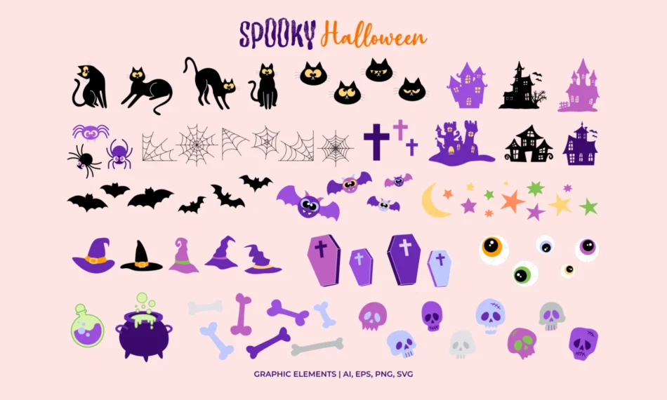 elementi grafica vettoriale a tema halloween