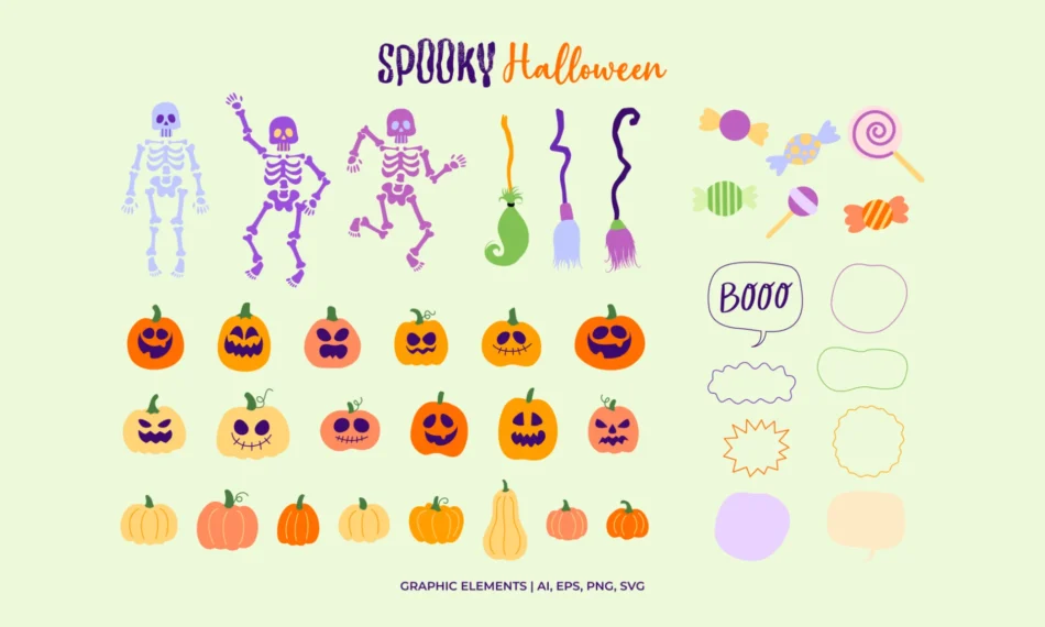 elementi grafica vettoriale a tema halloween
