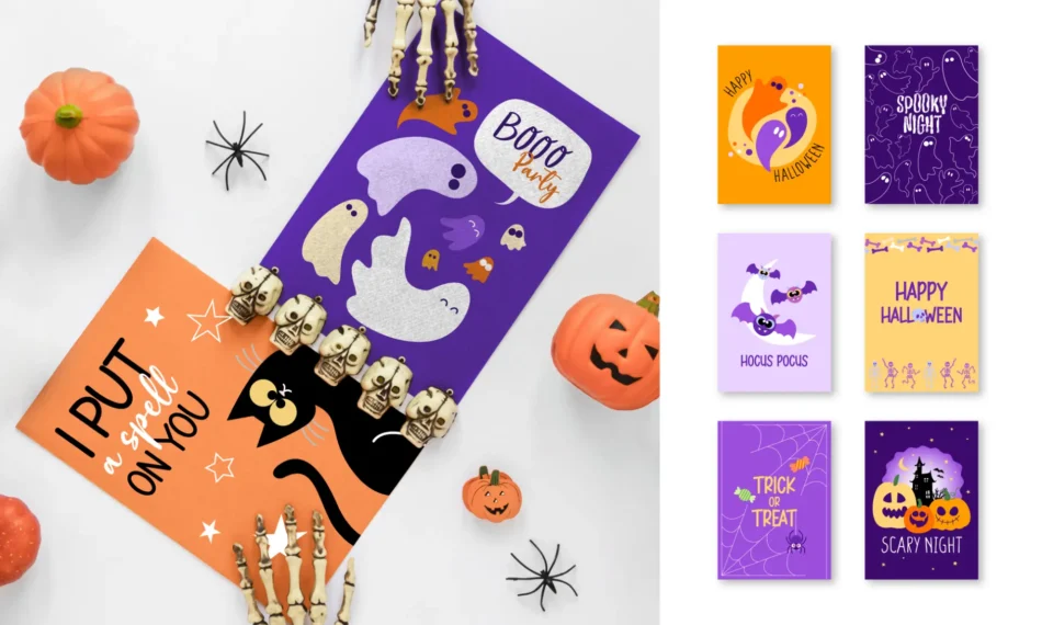 template biglietti invito grafiche vettoriali a tema halloween