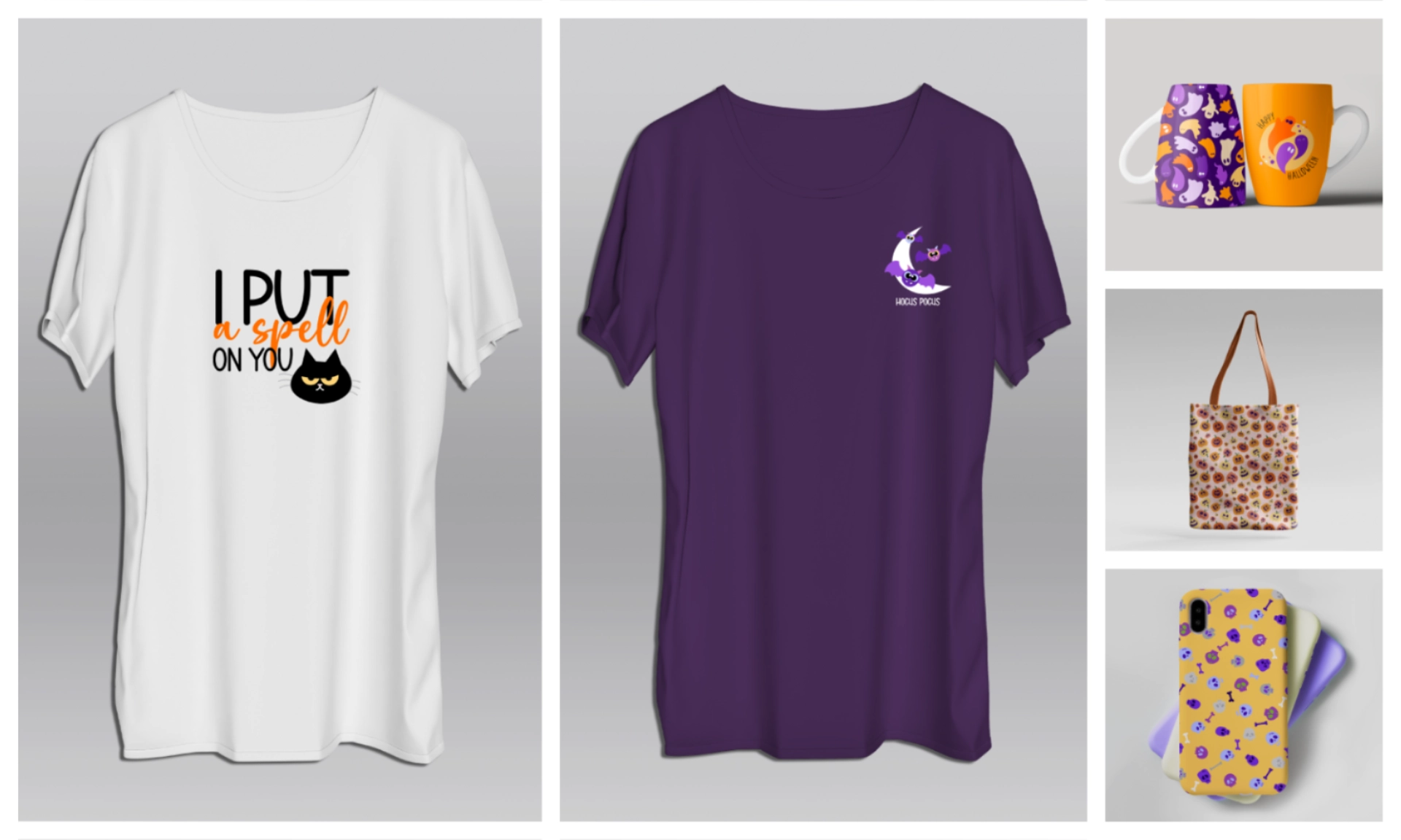 mockup pattern vettoriali a tema halloween per tshirt e gadgets