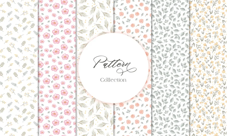 set di pattern di illustrazioni floreali