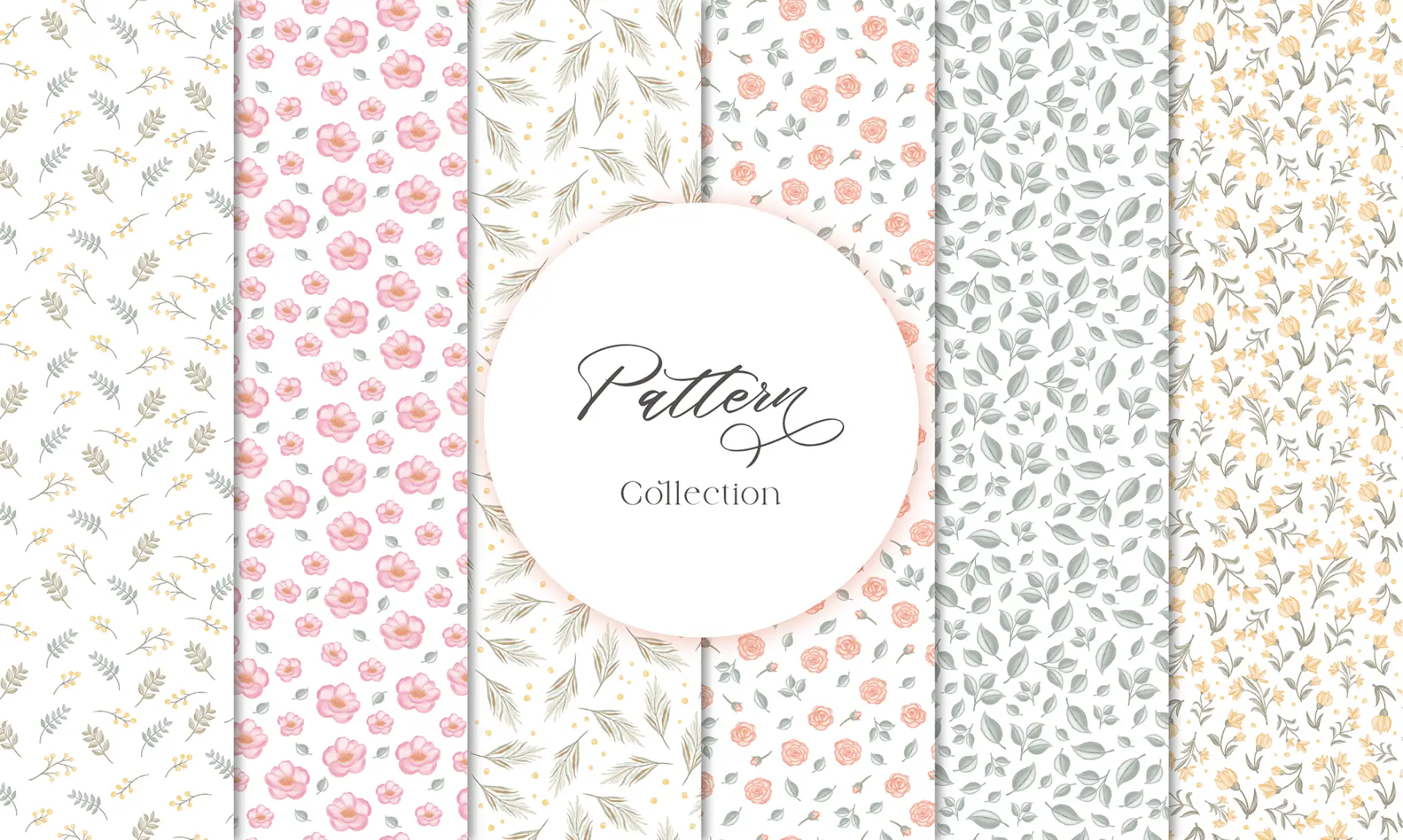 set di pattern di illustrazioni floreali